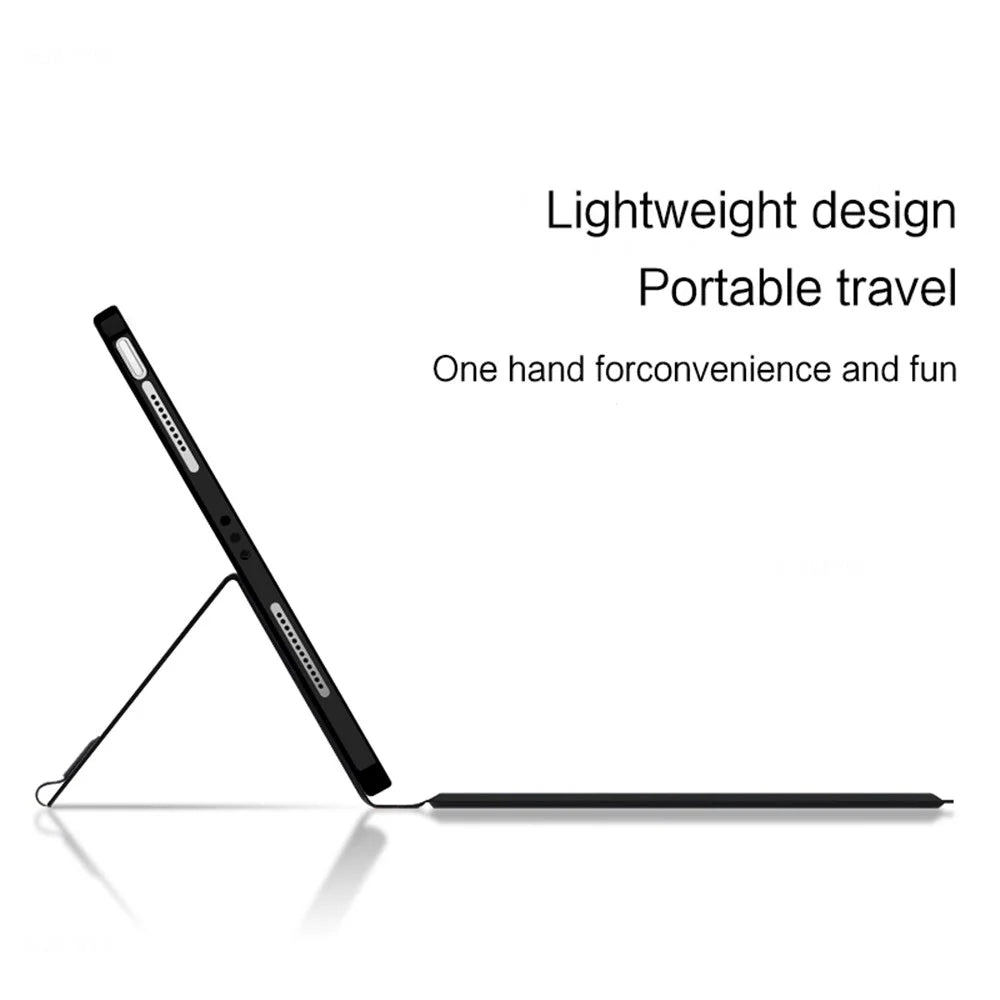 For iPad Air (2022) / (2020) Leather Case + Touchpad Bluetooth-compatible Keyboard with Backlit - 4
