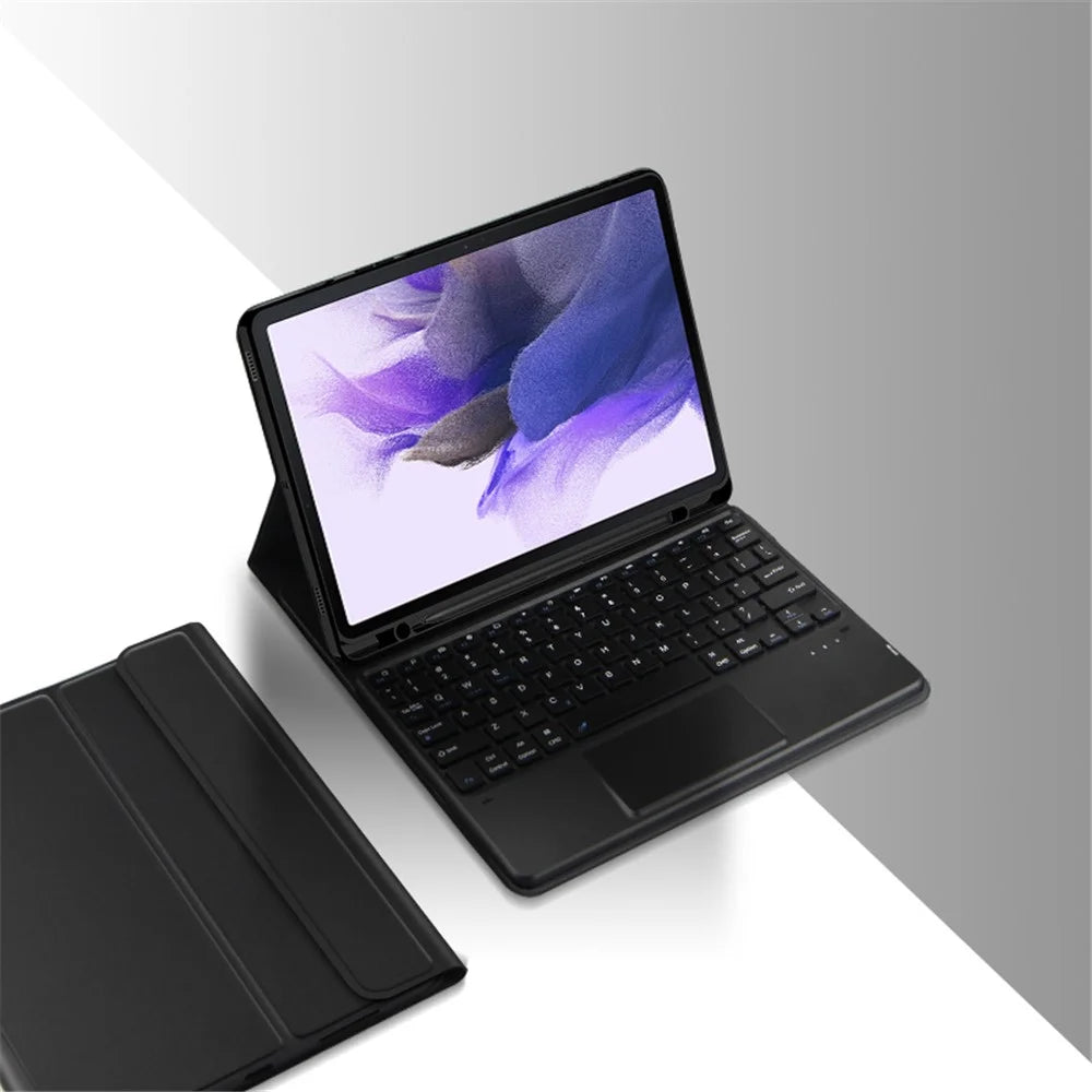 Stand Leather Case for Samsung Galaxy Tab S10+ / S9+ / S8+ / S7+ / S7 FE Detachable Keyboard with Pen Slot and Touchpad - 7