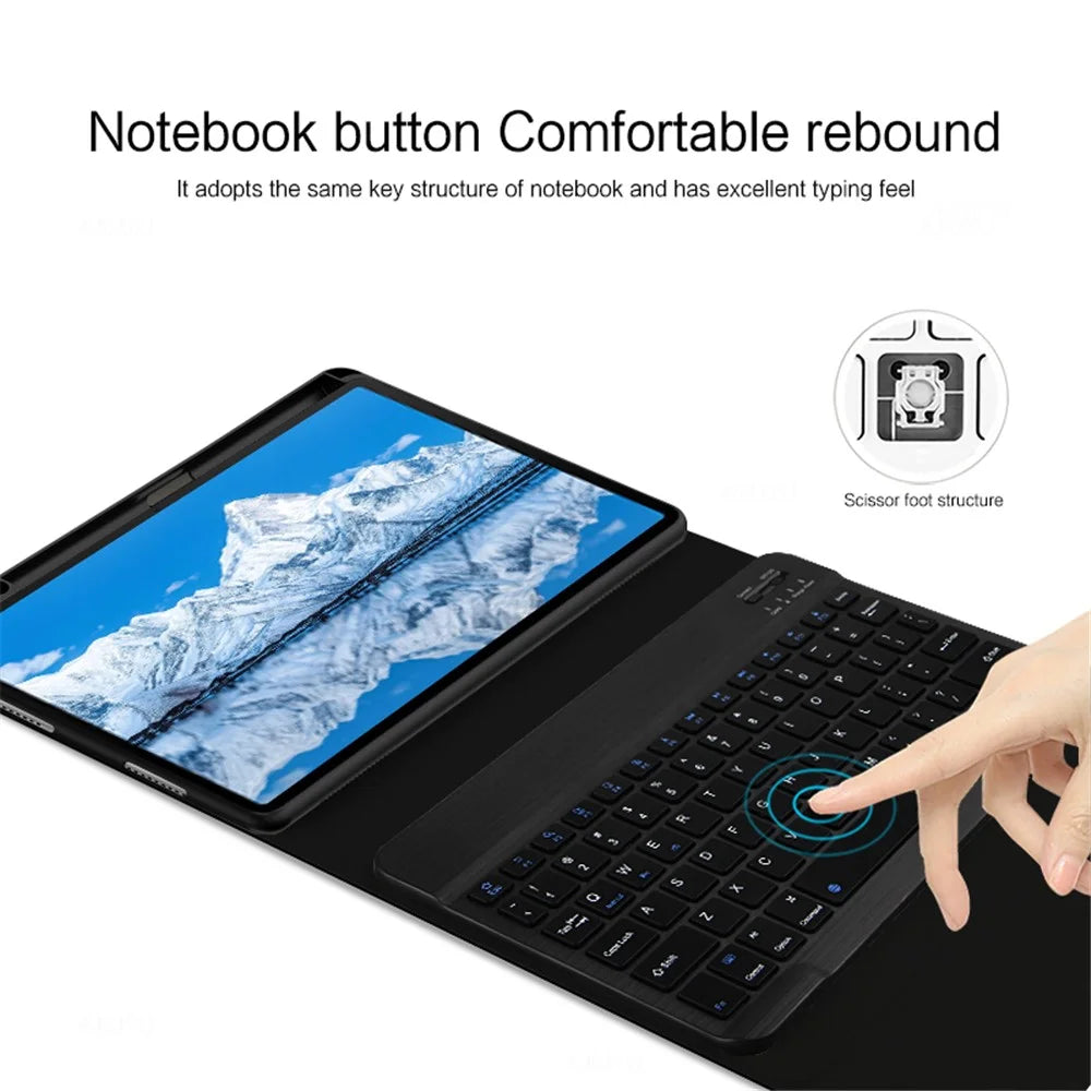 For Huawei Qingyun C7 Leather Stand Tablet Case with Detachable Magnetic Wireless Keyboard (Without Touchpad) - Black - 5
