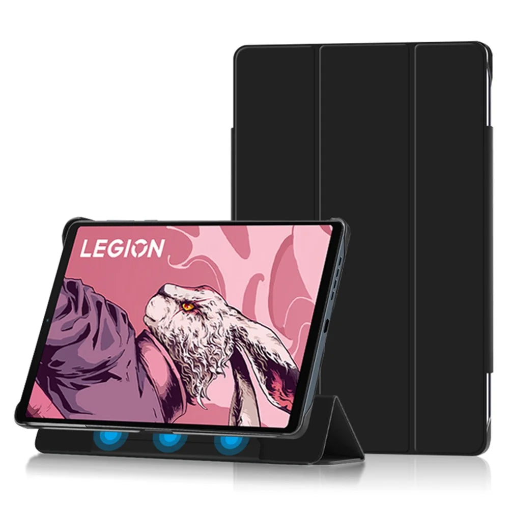 For Lenovo Legion Y700 Tri-Fold Stand Protective Tablet Case Magnetic Absorption PU Leather Cover - Green - 7
