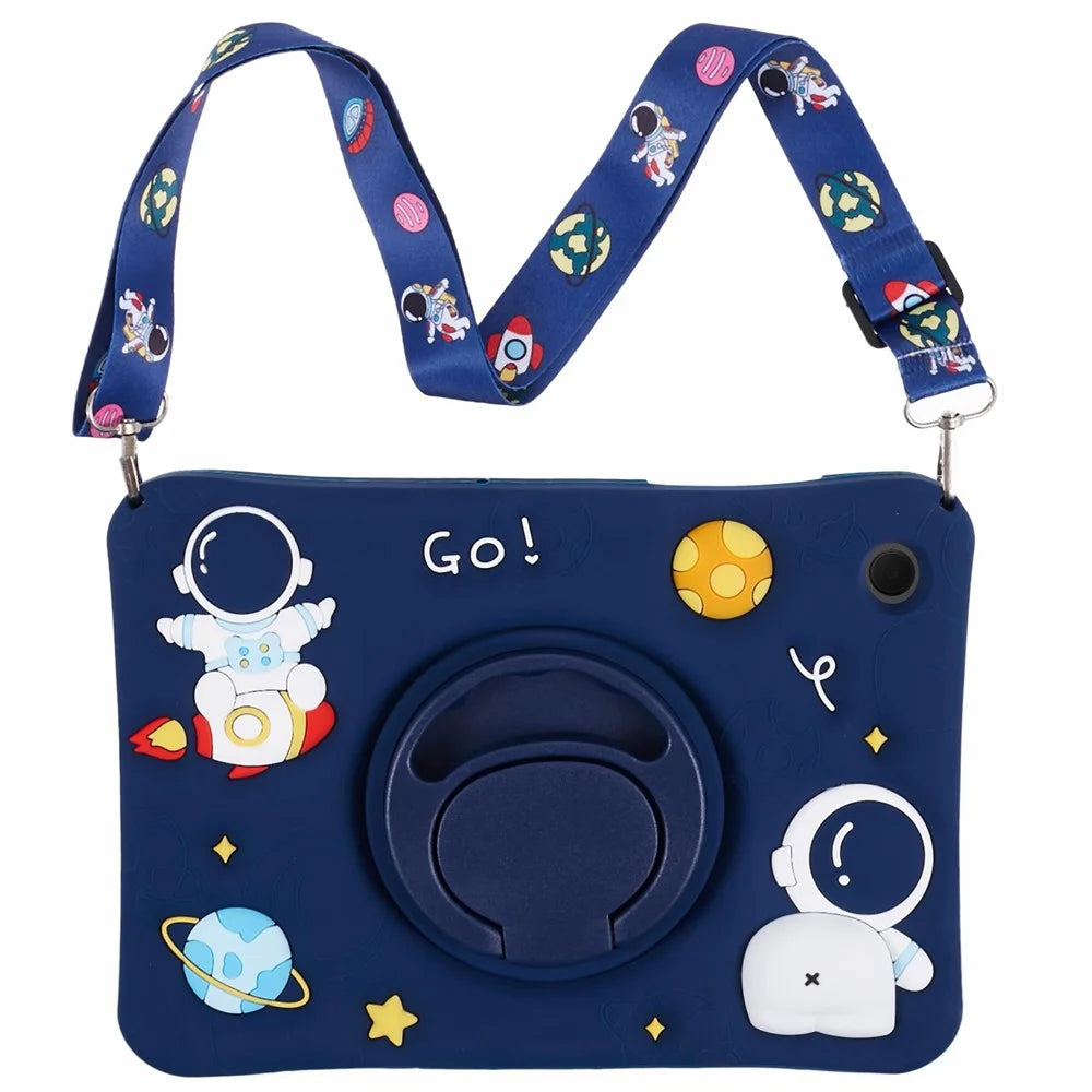 For Samsung Galaxy Tab A8 10.5 (2021) / (2022) Kickstand Case Astronaut Design Tablet Cover with Lanyard - 2