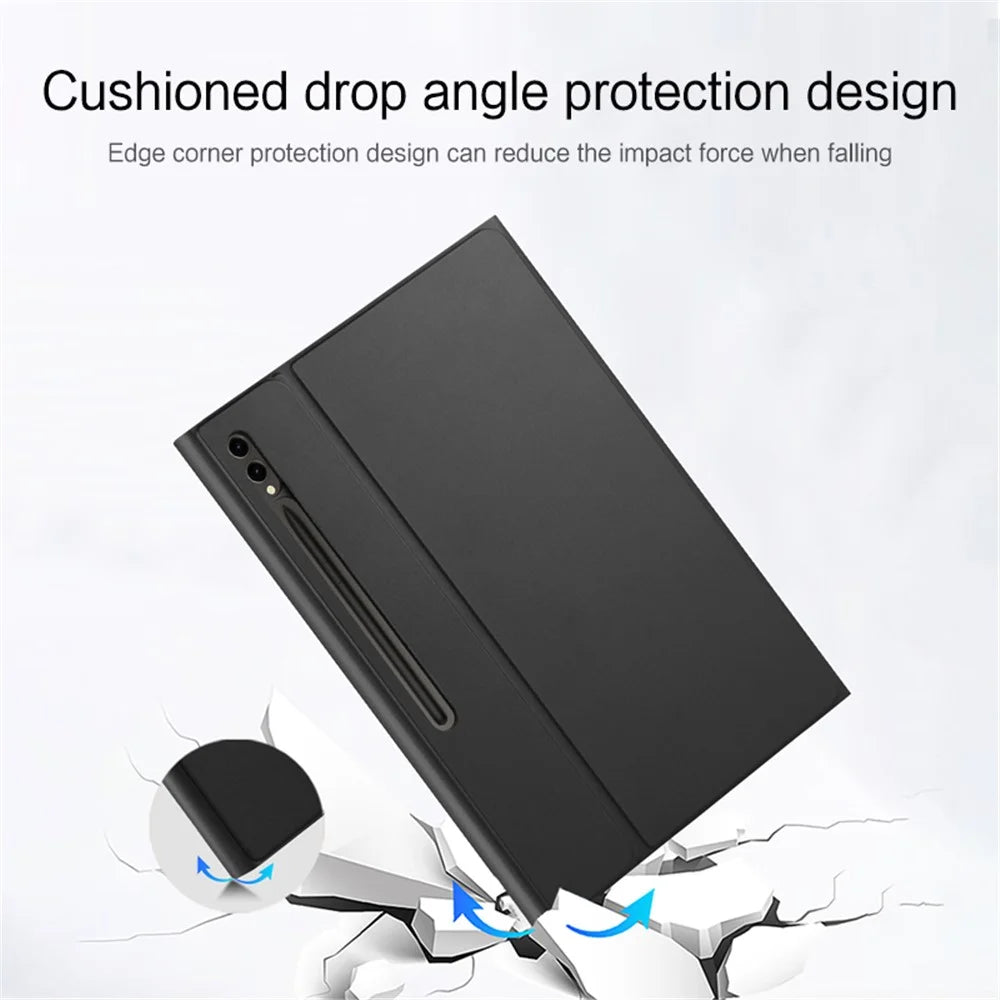 For Samsung Galaxy Tab S10 Ultra / S9 Ultra / S8 Ultra Backlight Touchpad Bluetooth-Compatible Keyboard with Pen Slot Leather Tablet Case - 5