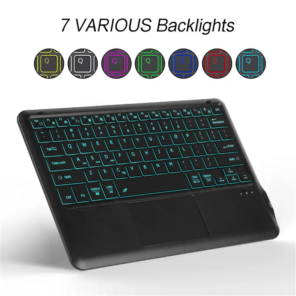 For Samsung Galaxy Tab S9 FE+ Backlight Touchpad Bluetooth-compatible Keyboard with Pen Slot Leather Tablet Case - 4