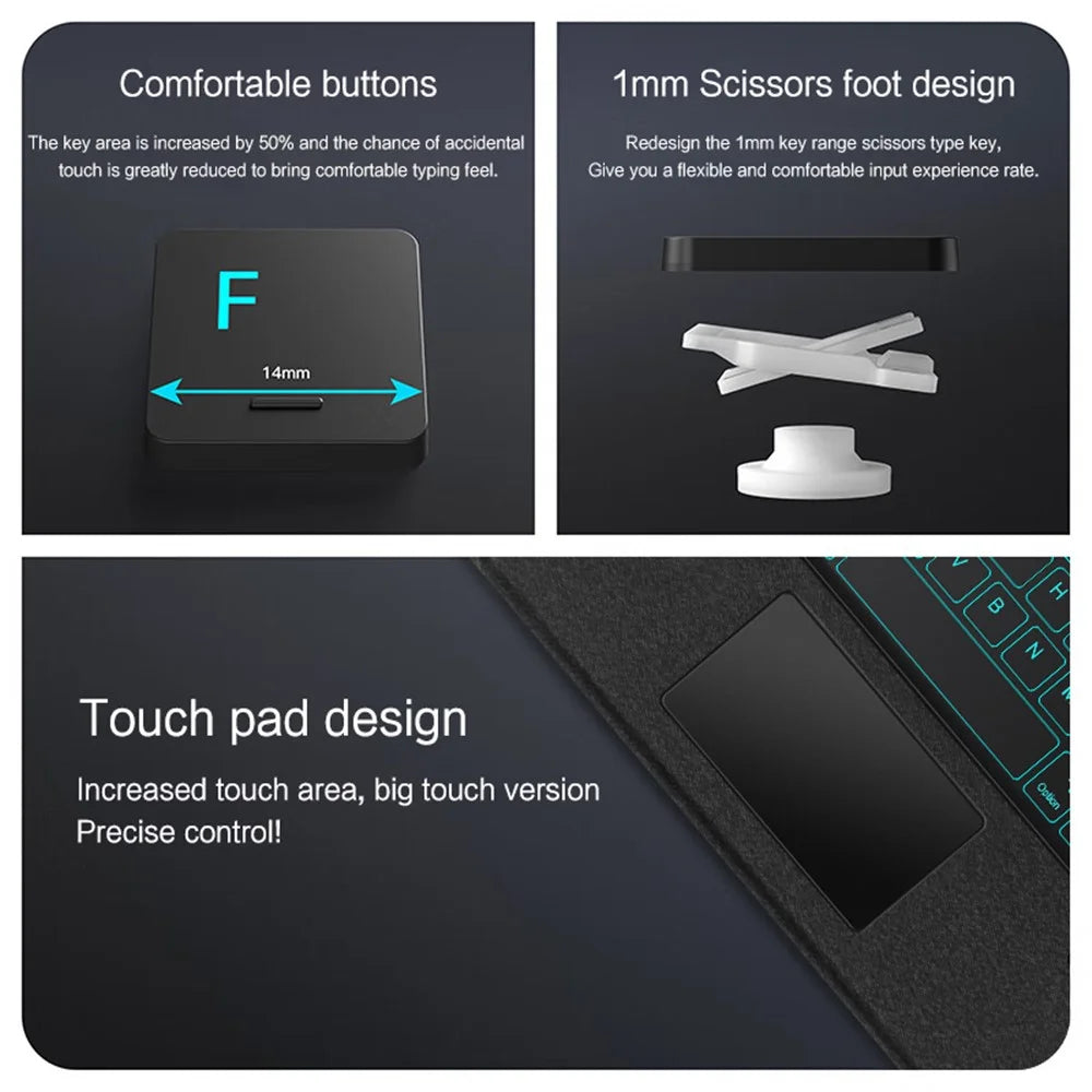For Oppo Pad Air 2 Leather Case + Bluetooth-compatible Keyboard with Backlight Trackpad - 5