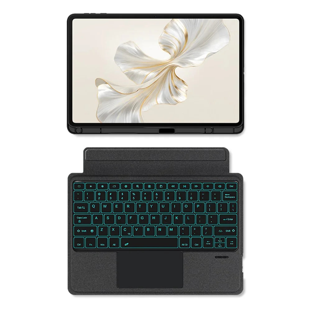 For Honor Pad 9 Leather Case + Bluetooth-compatible Keyboard with Backlight Trackpad - 4
