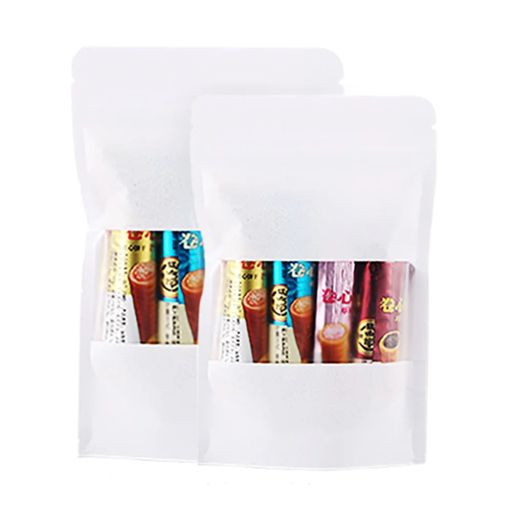 MX-007 100PCS White Kraft Paper Puches 26C Thick Food Packaging Bags 14x20+8CM (No FDA, BPA-Free) - 2