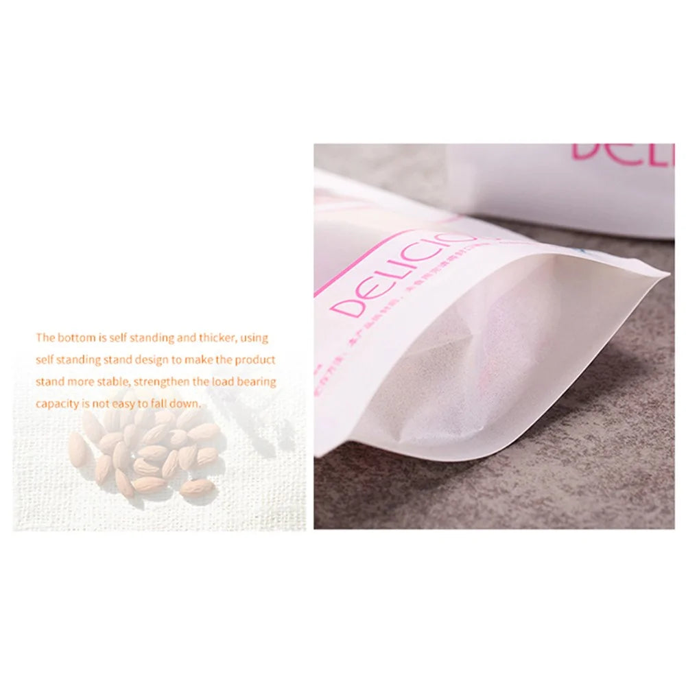 MX-007 100PCS White Kraft Paper Puches 26C Thick Food Packaging Bags 14x20+8CM (No FDA, BPA-Free) - 6