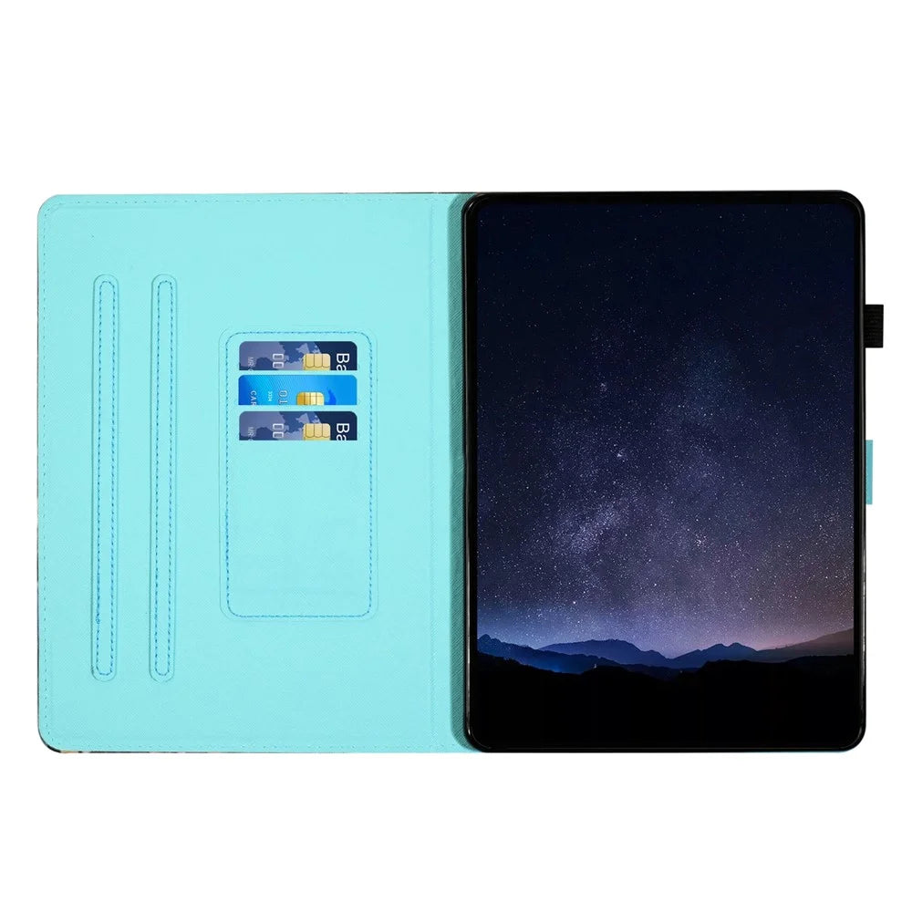 For Samsung Galaxy Tab A 10.1 (2016) T580 Folio Flip Leather Case Tablet Cover with Card Slots - Owl - 2