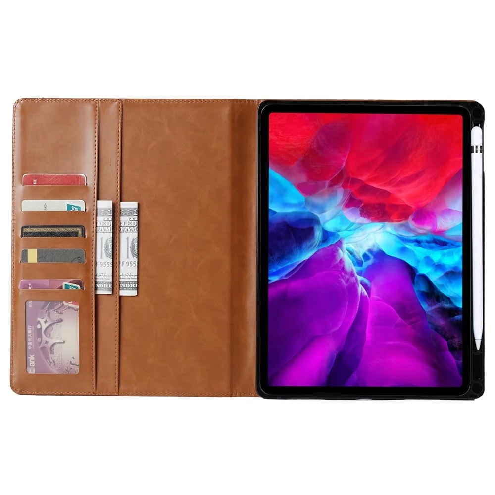 For iPad Pro 13 (2025) / 13 (2024) Case Outer Card Slot Wallet Leather Tablet Cover with Auto Wake / Sleep - Red - 2