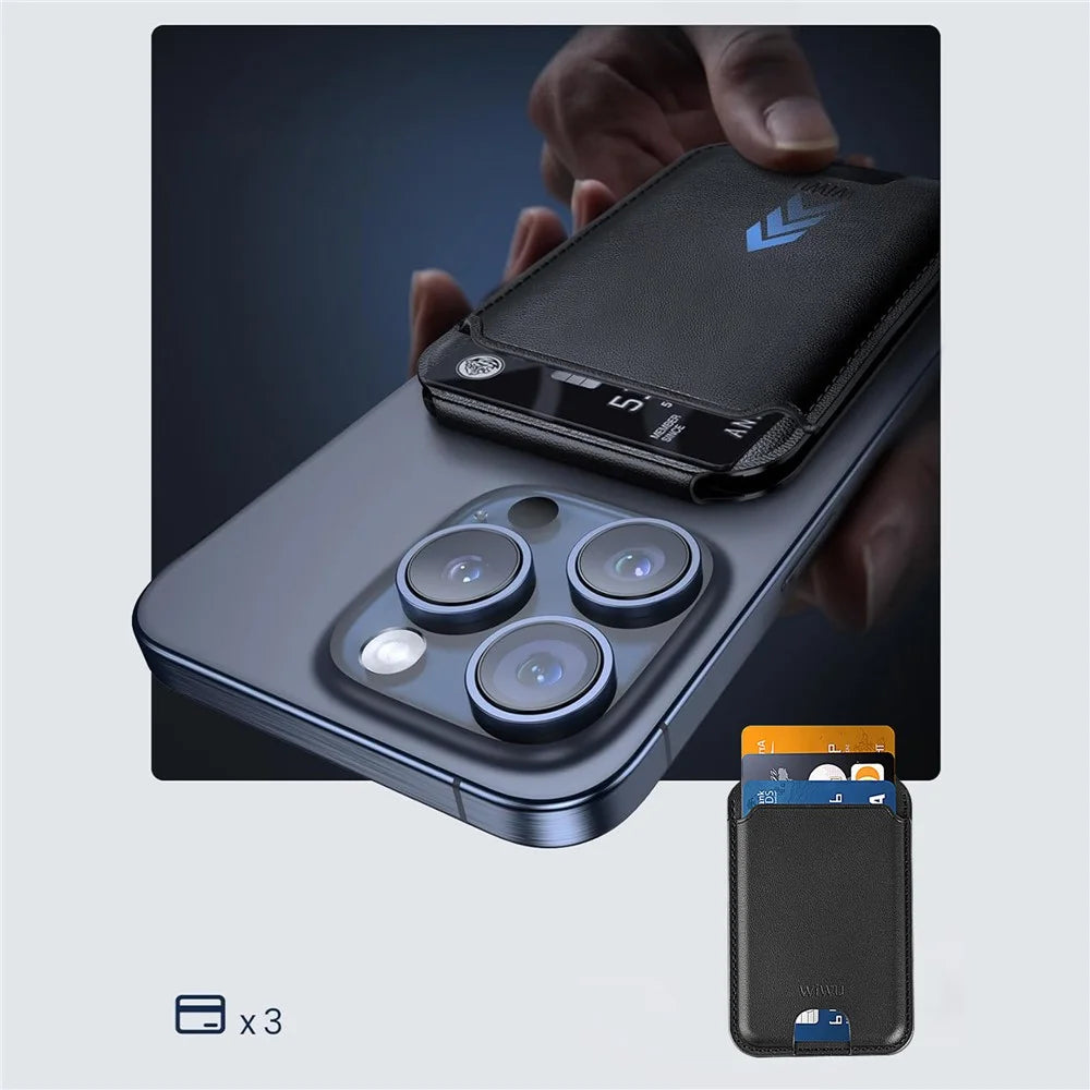 WIWU MV-003 RFID Blocking PU Leather Magnetic Card Holder Kickstand Card Bag - 4