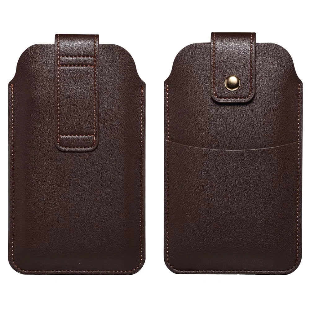 6.7-6.9 Inch Universal Phone Storage Pouch Microfiber Leather Waist Bag for iPhone 17 Pro Max / 16 Pro Max / Samsung Galaxy S26 Ultra / S25 Ultra, Size L - Coffee - 1