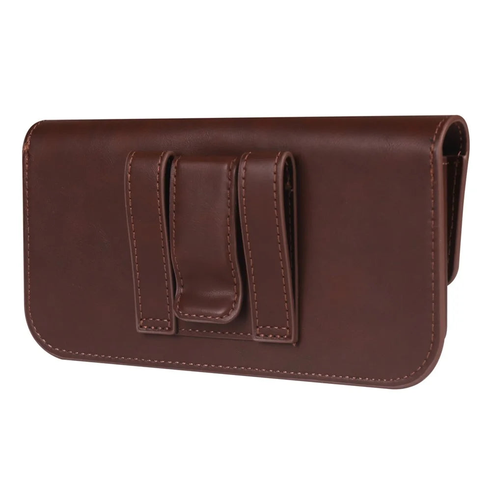 Horizontal Double Magnetic Phone Waist Bag for Universal 6.1-6.3 Inch PU Leather Belt Pouch - Coffee - 2