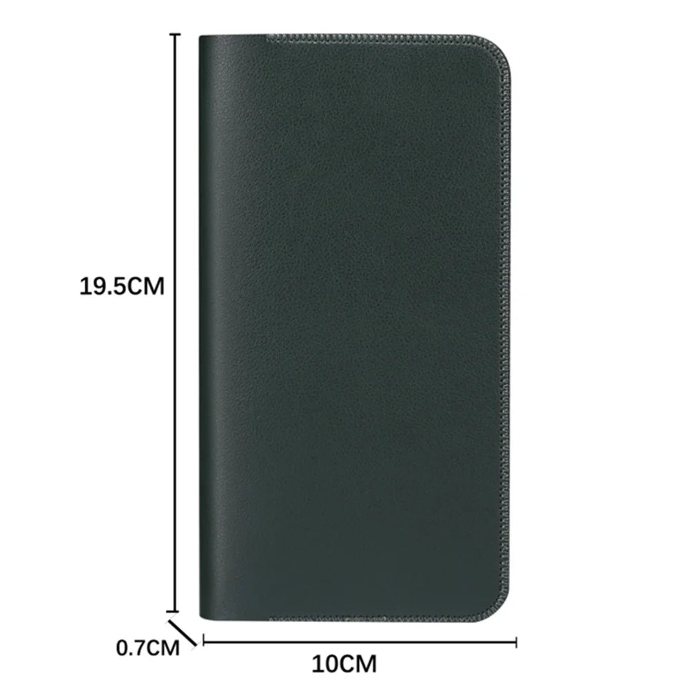 19.5x10x0.7cm PU Leather Phone Wallet Storage Bag Card Holder Handbag for 6.7-6.9 inch Phone, Size XL - Midnight Green - 6