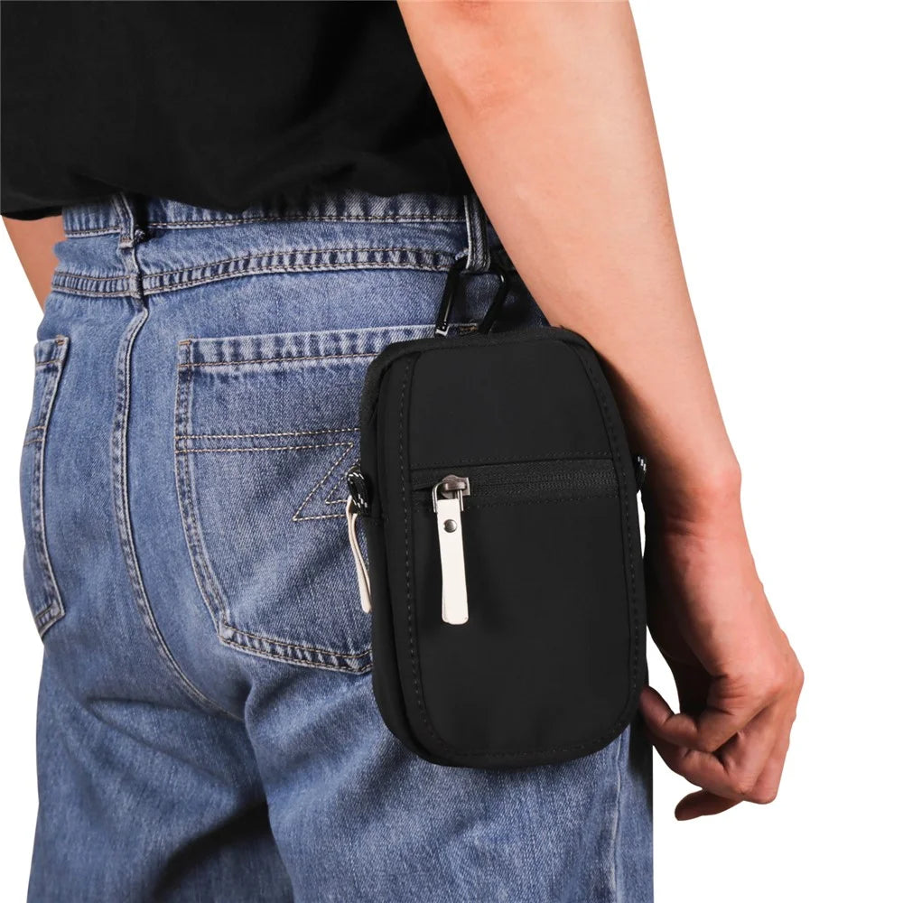 Mobile Phone Shoulder Bag for 7.2-inch Cell Phones Universal Zippered Waist Pouch with Shoulder Strap - Black - 6