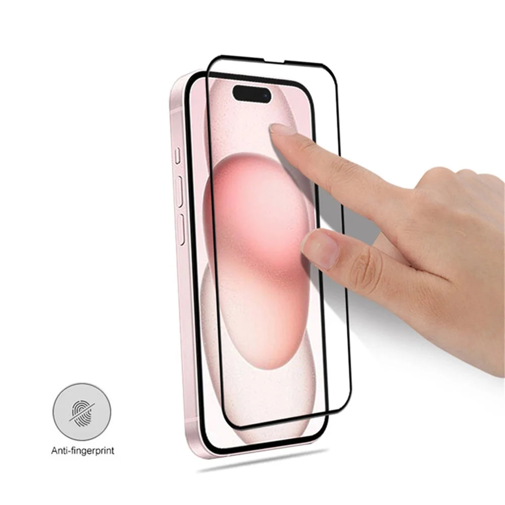 MOCOLO 25Pcs For iPhone 15 Full Screen Protector Silk Printing Full Glue Tempered Glass Film, Black - 4