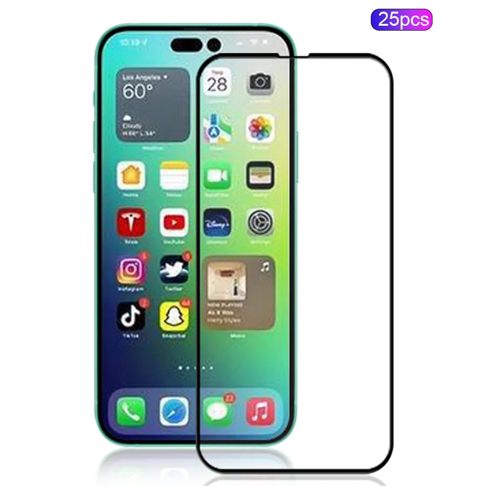 MOCOLO 25Pcs For iPhone 14 Pro Max Tempered Glass Screen Protector High Transparency - Black - 1
