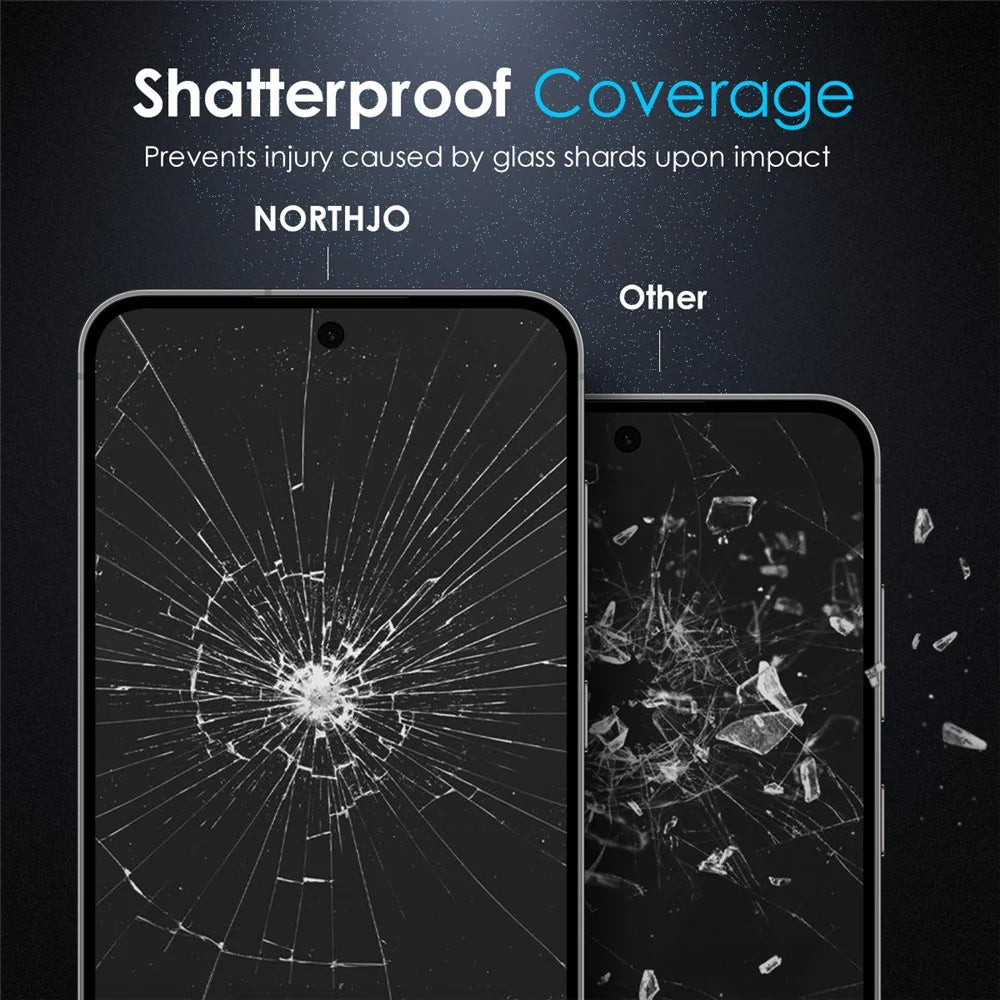 NORTHJO A++ For Samsung Galaxy S25 Screen Protector Silk Printing High Aluminum-silicon Glass Film Support Fingerprint Unlock - Black - 6