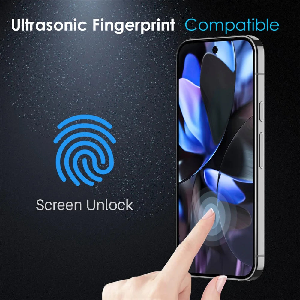 NORTHJO A++ For Google Pixel 9 / 9 Pro Screen Protector Support Fingerprint Unlock Silk Printing High Aluminum-Silicon Glass Film, Black - 4