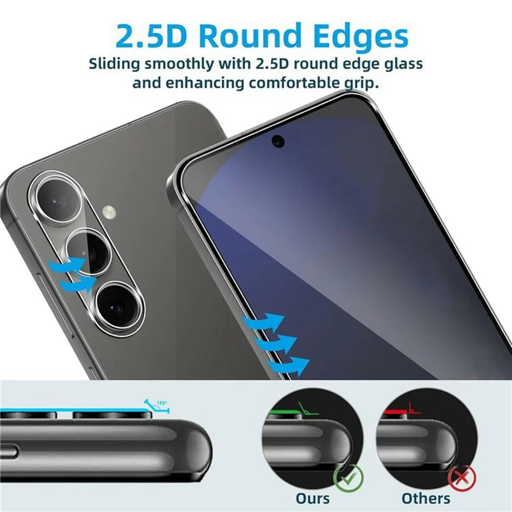 2Pcs For Samsung Galaxy A56 5G Screen Protector 2.5D Arc Edge High Clarity Tempered Glass Film with Camera Lens Film - 5
