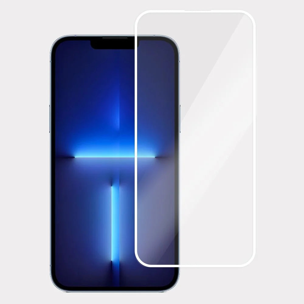 Screen Protector for iPhone 14 / 13 Pro / 13 Full Glue Electroplated White Edge High Aluminum Silicone Glass Film - 1