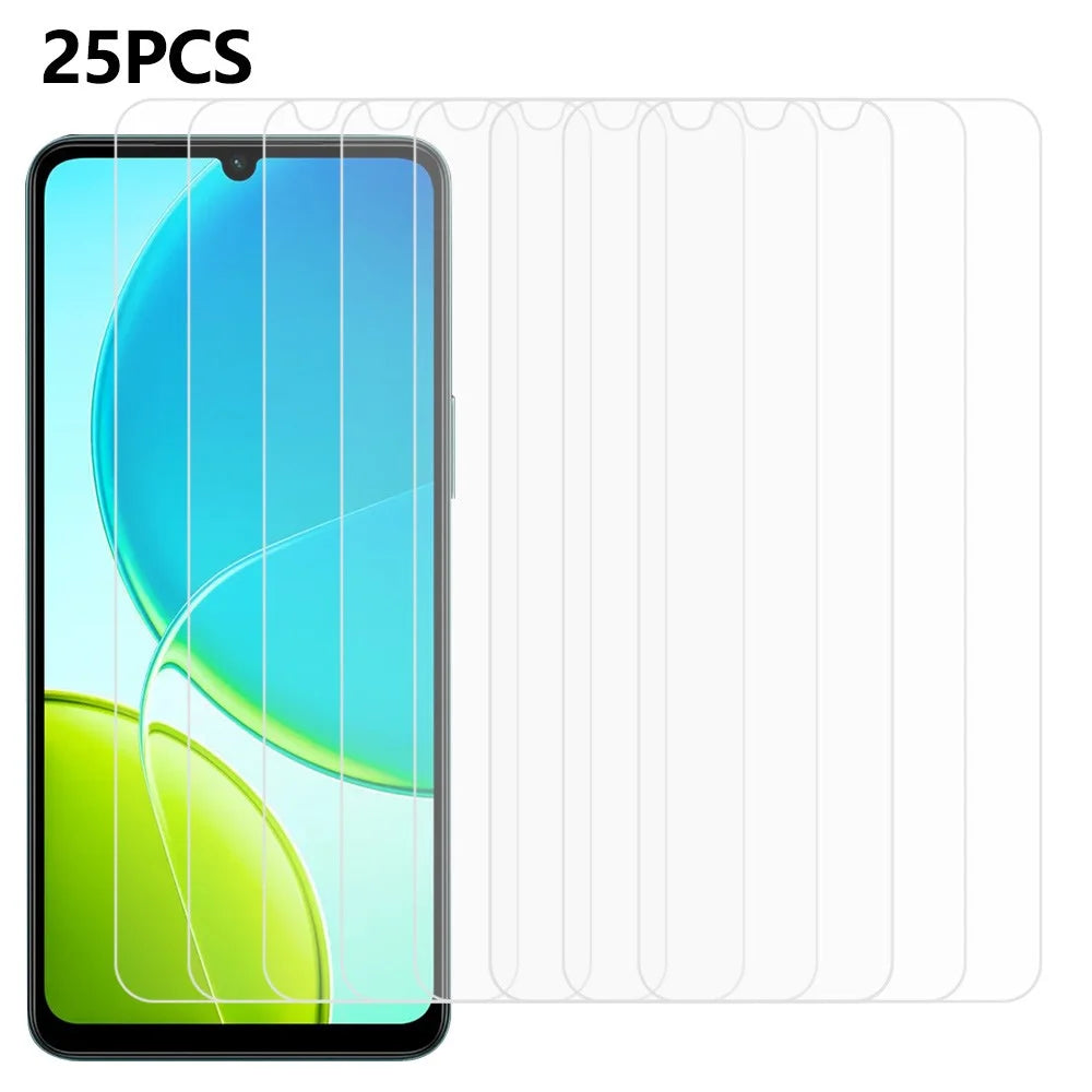 25Pcs For vivo Y04 4G Tempered Glass High Definition Screen Protector Film (No Package, with Wipes Set, Dust-absorber, Guide Sticker) - 1