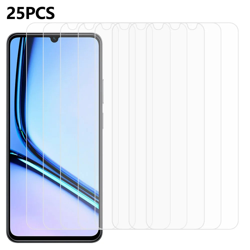 25Pcs For Realme Note 60x 4G / C61 4G Tempered Glass High Definition Screen Protector Film (No Package, with Wipes Set, Dust-absorber, Guide Sticker) - 1
