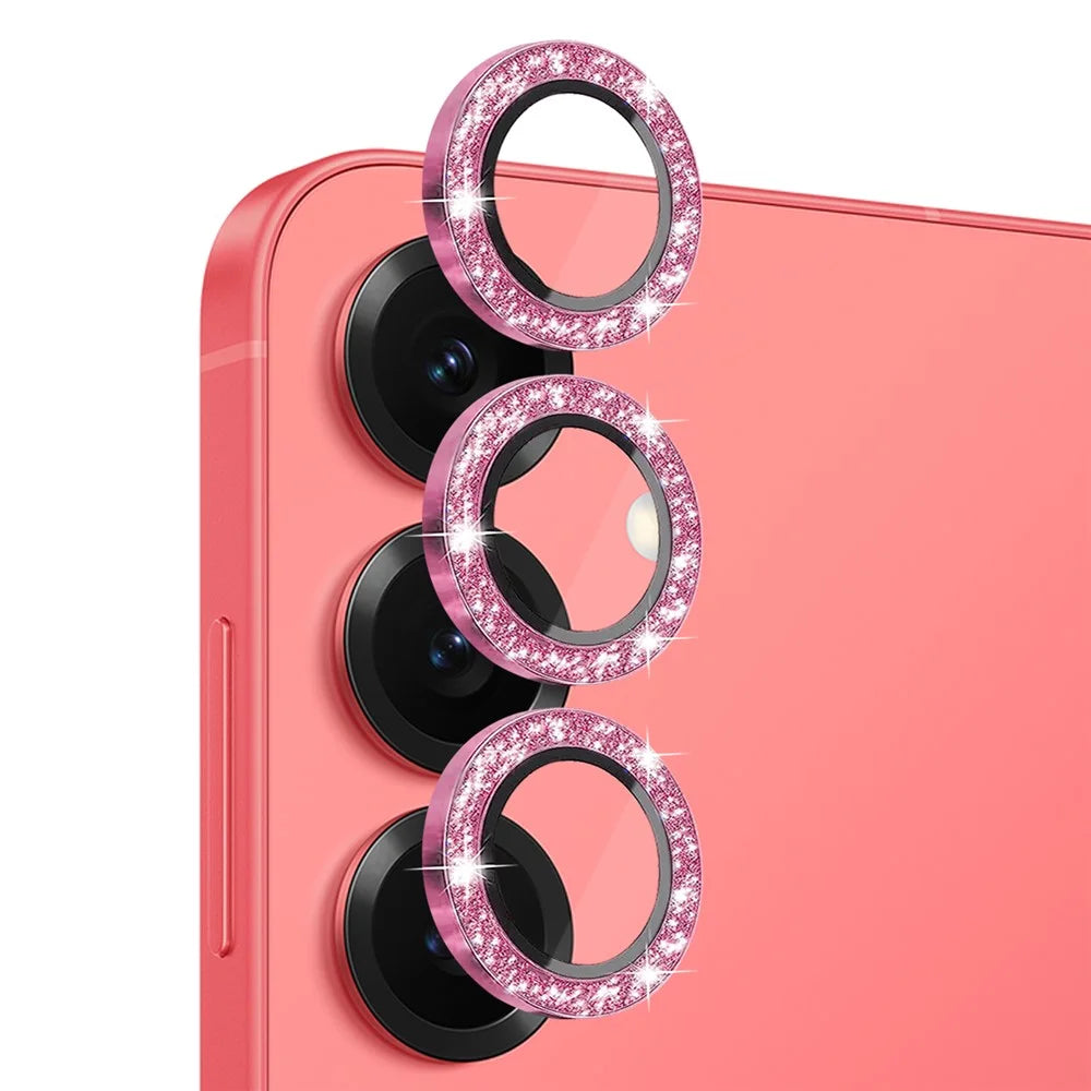 NORTHJO 1 Set For Samsung Galaxy S25 Camera Lens Film Tempered Glass+Metal Glitter Rear Lens Protector - Pink - 1