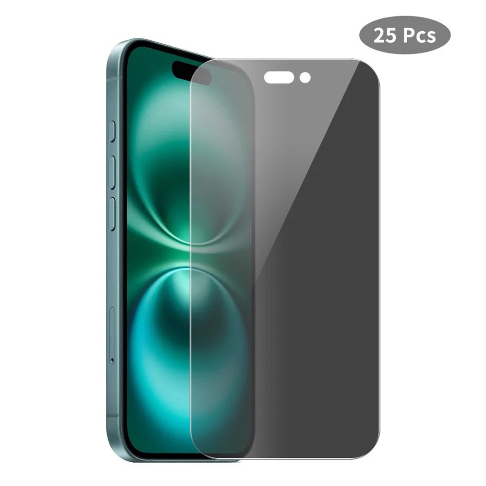 JUNSUNMAY 25Pcs For iPhone 16 Anti-Spy Tempered Glass Screen Protector Anti Drop HD Clear Film - 1