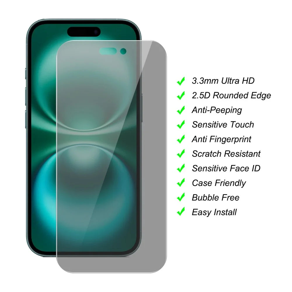JUNSUNMAY 25Pcs For iPhone 16 Anti-Spy Tempered Glass Screen Protector Anti Drop HD Clear Film - 2