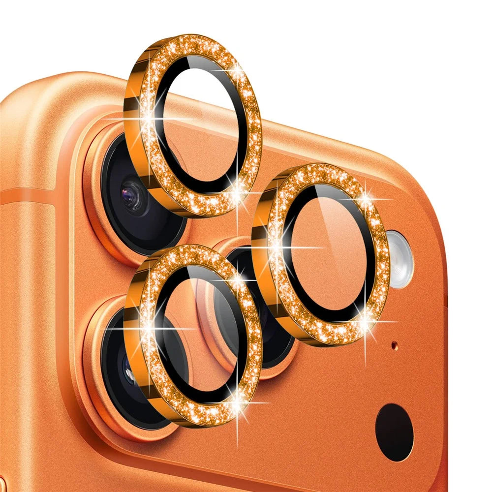 NORTHJO 1 Set For iPhone 17 Pro / 17 Pro Max Camera Lens Film Tempered Glass+Metal Glitter Rear Lens Protector - Orange - 1