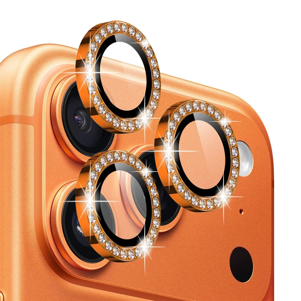 NORTHJO For iPhone 17 Pro / 17 Pro Max Camera Lens Protector Rhinestone Ring Tempered Glass Lens Film - Orange - 1
