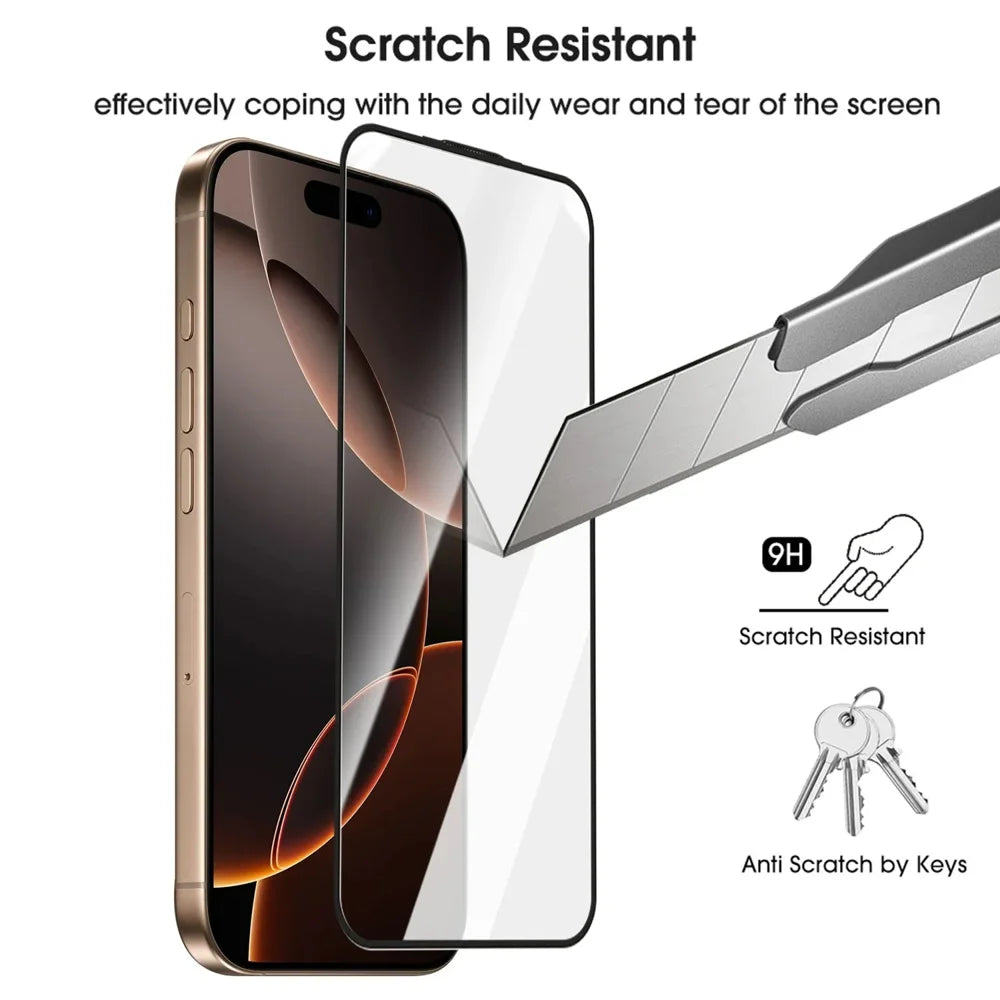 For iPhone Air Full Screen Protector HD Clear Silk Printing High Aluminium-silicon Glass Film with Dust Removal Installation Frame - As Shown - 2