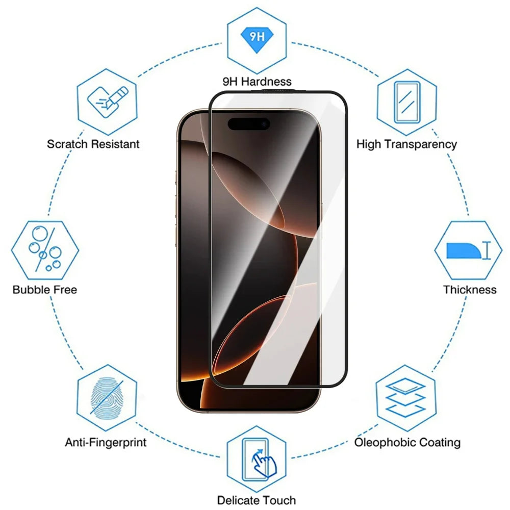 For iPhone Air Full Screen Protector HD Clear Silk Printing High Aluminium-silicon Glass Film with Dust Removal Installation Frame - As Shown - 7