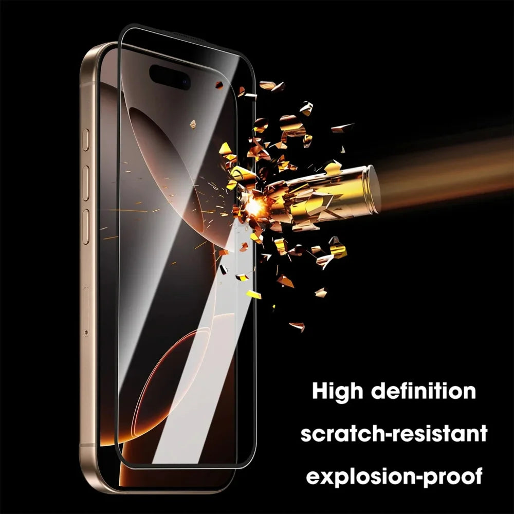 For iPhone 12 Pro Max Full Screen Protector HD Clear Silk Printing High Aluminium-silicon Glass Film with Dust Removal Installation Frame - As Shown - 6