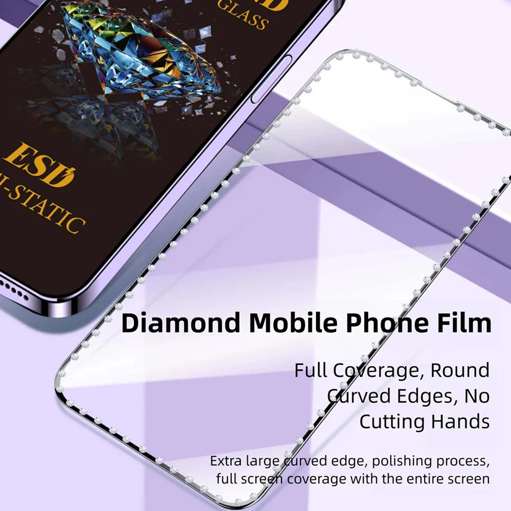 For Samsung Galaxy A15 5G / Galaxy A15 4G 10Pcs Tempered Glass Diamond Silk Printing Full Screen HD Anti-Static Screen Protector - Transparent - 6