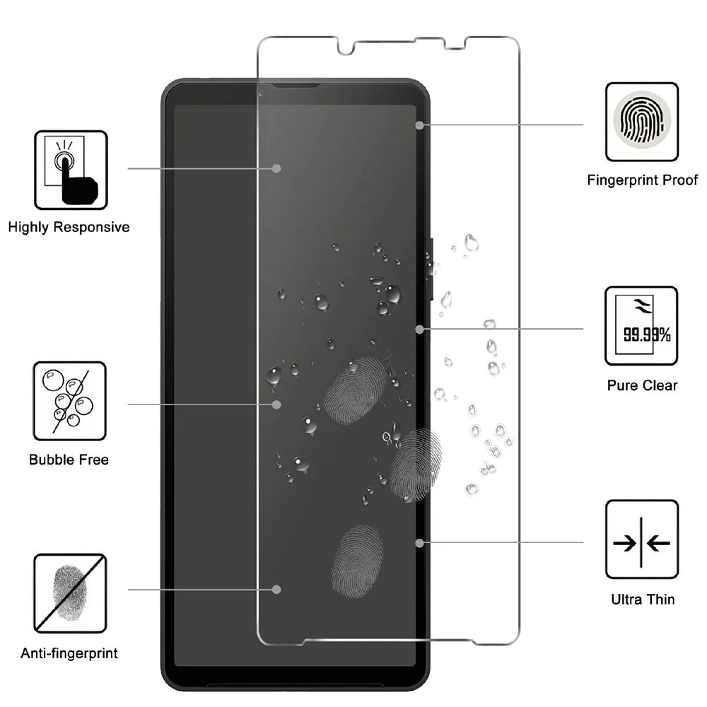 LAJABONI 2Pcs For Sony Xperia 10 III 5G HD Clear Screen Protector Anti-Explosion 2.5D Arc Edge Not Complete Covering Tempered Glass Screen Film - Transparent - 2