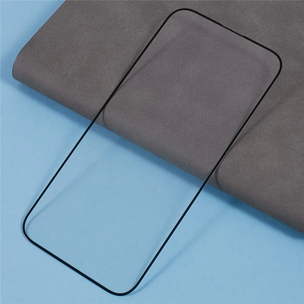 For iPhone 18 Pro / 17 Pro Screen Protector Silk Print Full Glue 9D Tempered Glass Film - Black - 4