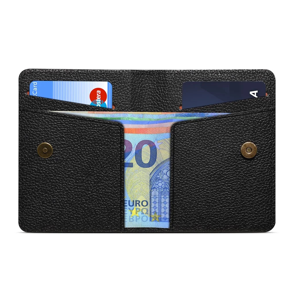 DENIOR V28 PU Leather Wallet for iPhone , Magnetic Card Holder Case Phone Back Cash Pocket - Black - 6