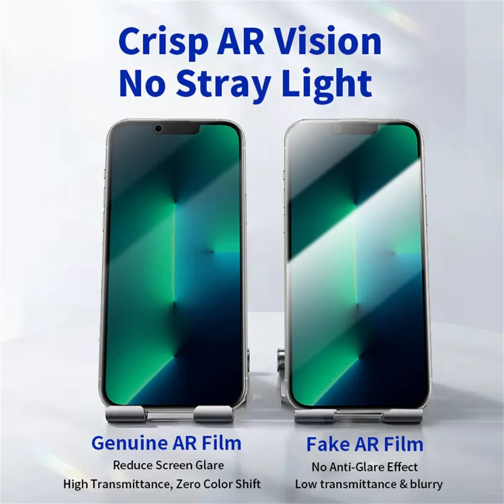 RURIHAI Privacy Screen Protector For iPhone 17e / 16e / 14 / 13 / 13 Pro , AR Anti-Reflective High Aluminium-Silicon Glass Film - Black - 5