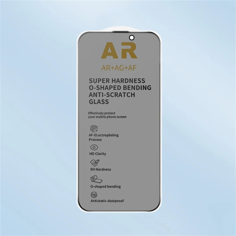 RURIHAI For iPhone 16 Plus / 15 Plus Privacy Screen Protector AR Anti-Reflective High Aluminium-Silicon Glass Film - Black - 6