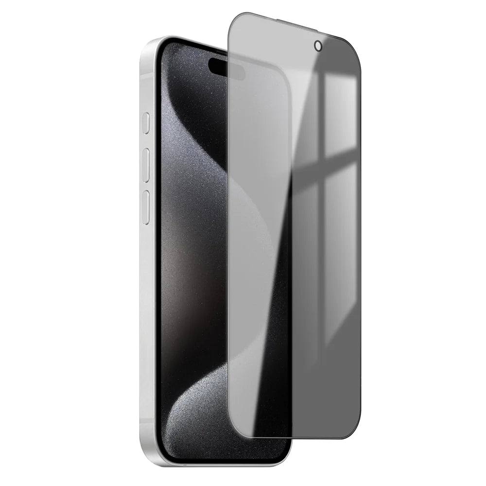 For iPhone 15 Pro Max Privacy Screen Protector AR Anti-Reflective High Aluminium-silicon Glass Anti-Spy Film - Black - 1