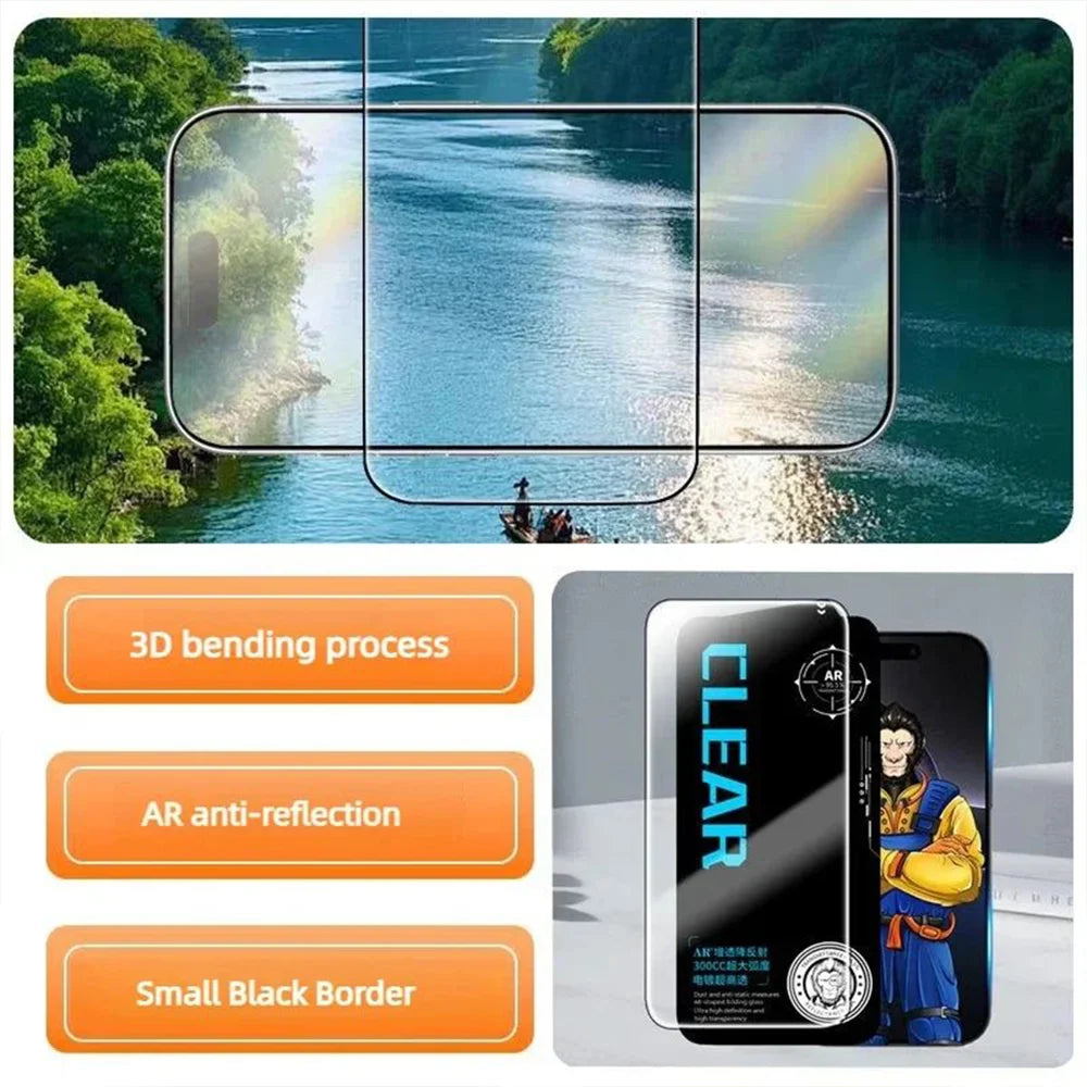 For iPhone 17 Pro 10Pcs Screen Protector AR Anti-Reflection High Aluminium-silicon Glass Silk Printing Clear Film - Transparent - 6