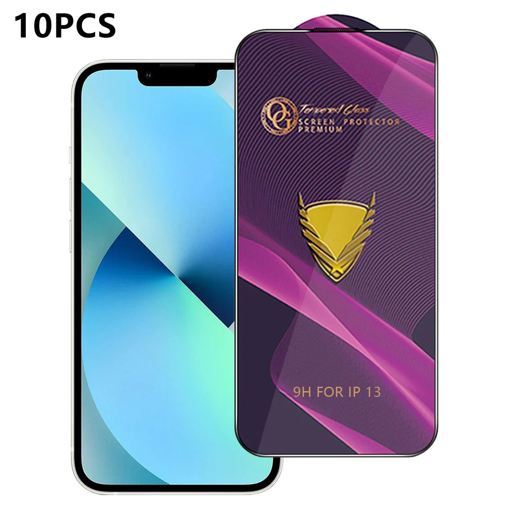 For iPhone 13 10Pcs Screen Protector Full Cover Anti-Static Clear High Aluminium-silicon Glass Film - Transparent - 1