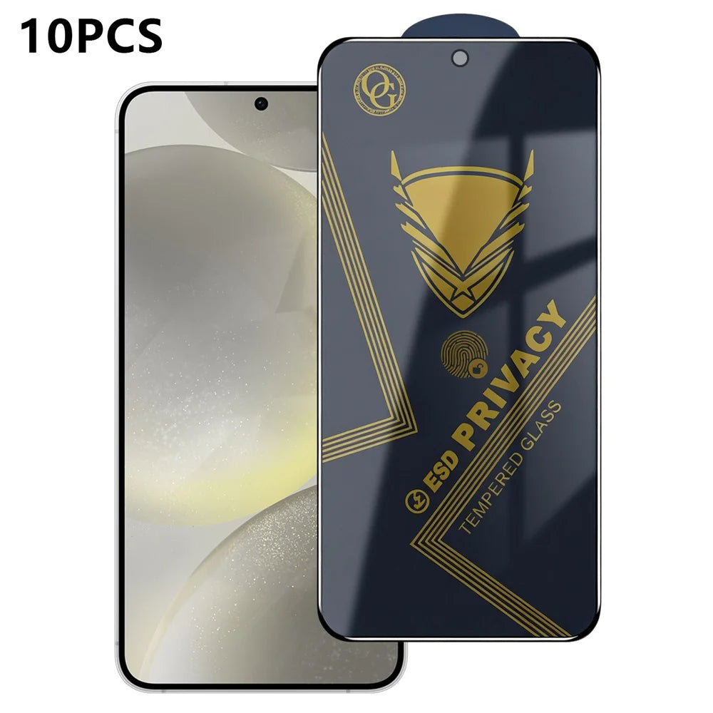For Samsung Galaxy S24 10Pcs Privacy Screen Protector 28° Anti-Spy Anti-Static High Aluminium-silicon Glass Film - Black - 1