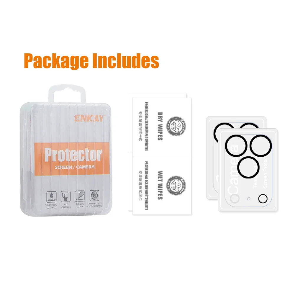 HAT PRINCE for iPhone 18 Pro 2Pcs Camera Lens Protector ENKAY Tempered Glass Lens Film with Black Ring - Transparent - 5