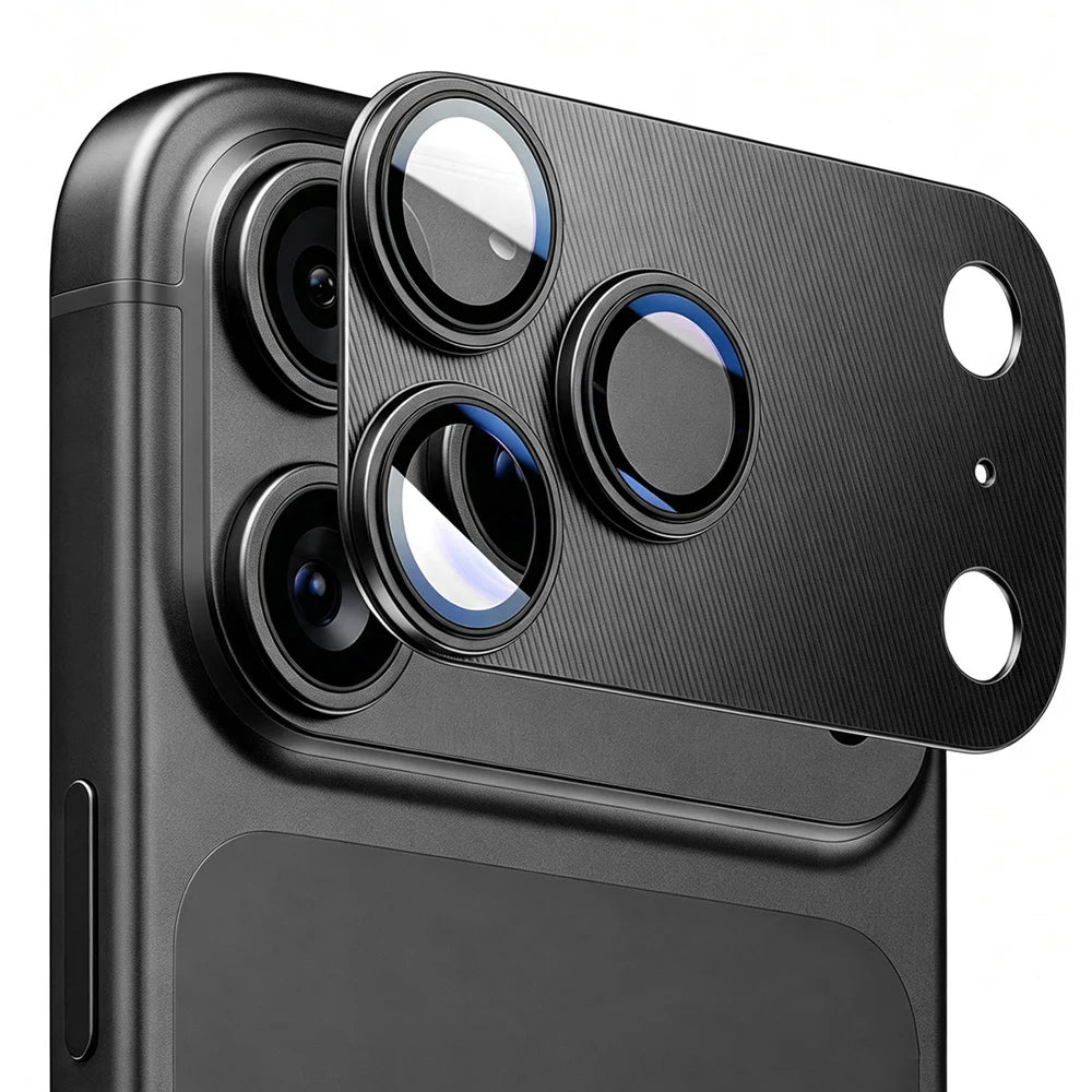 HAT PRINCE for iPhone 18 Pro Camera Lens Protector ENKAY Aluminium Alloy + Tempered Glass Lens Film - Black - 1