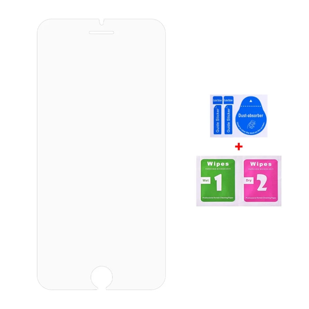 100Pcs For iPhone 7 / 8 / SE (2022) / SE (2020) Arc Edge Tempered Glass Phone Screen Protector HD Film (No Package, with Wipes Set, Dust-absorber, Guide Sticker) - 3