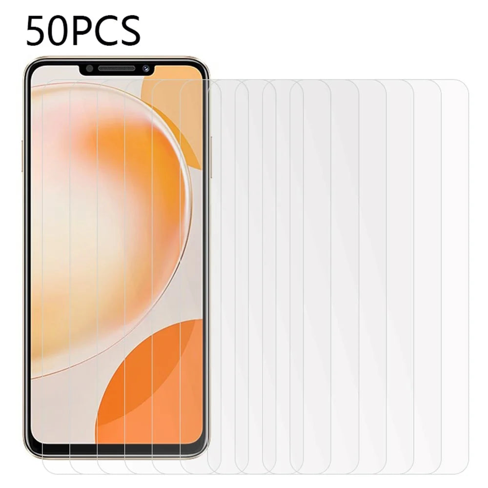 50Pcs For Huawei Enjoy 60X Scratch-Resistant Screen Protector Tempered Glass HD Clear Phone Screen Film (No Package, with Wipes Set, Dust-absorber, Guide Sticker) - 1