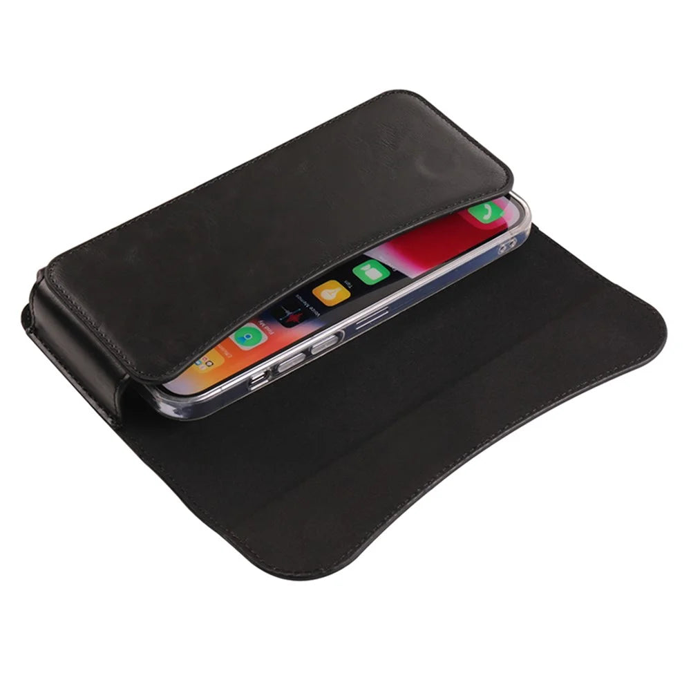 Magnetic Closure Belt Bag for 7.2 inch Phone Anti-Scratch PU Leather Waist Phone Pouch - Black - 4