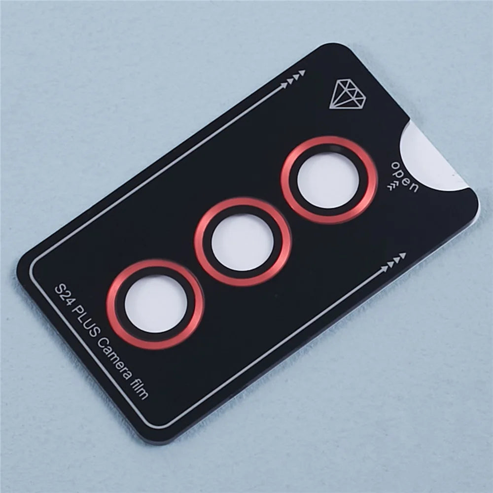 For Samsung Galaxy S24+ 1 Set Camera Lens Film Metal+Tempered Glass Rear Lens Protector - Red - 3